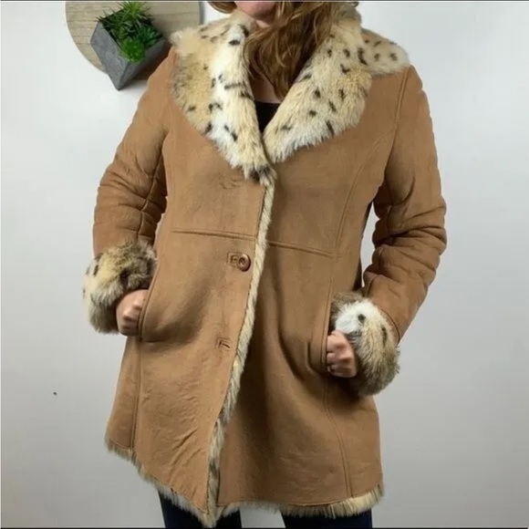 LONDON FOG FAUX SUEDE ANIMAL PRINT COAT - Picture 6 of 8